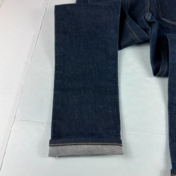 Uniqlo Jean Mens 31x30* Slim Straight Selvedge Kaihara Dark Blue Denim Tag 31x32 - Picture 11 of 16